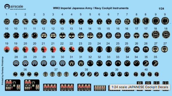 Airscale AS24JPN 1:24 WWII Japanese Cockpit Instrument Decals
