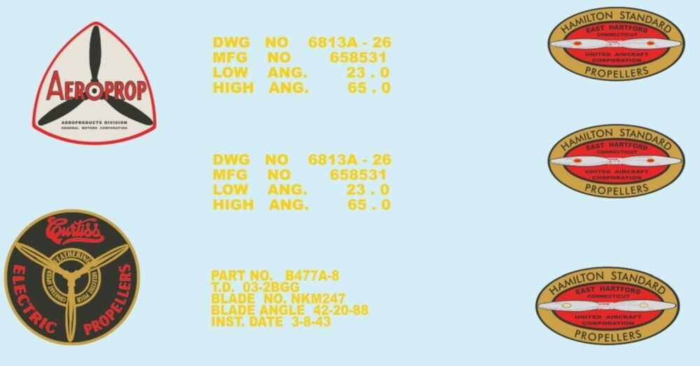 Airscale AS24PROP 1:24 Allied & Luftwaffe Propeller Blade Logo Decals