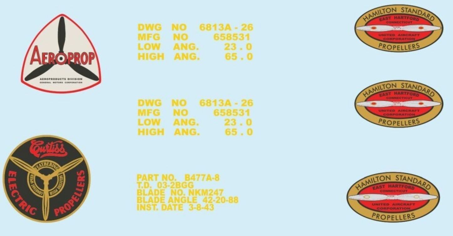 Airscale AS24PROP 1:24 Allied & Luftwaffe Propeller Blade Logo Decals