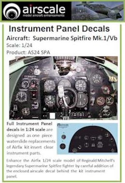 Airscale AS24SPA 1:24 Supermarine Spitfire Mk.I/Mk.Vb Full Instrument Panel
