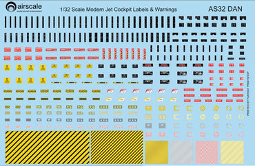 Airscale AS32DAN 1:32 Modern Cockpit Data and Warning decals
