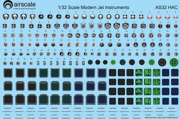 Airscale AS32HAC 1:32 Modern Jets Cockpit Instrument Decals