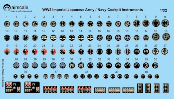 Airscale AS32JPN 1:32 WWII Japanese Cockpit Instrument Decals