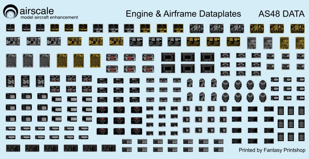 Airscale AS48DATA 1:48 Metallic Placards & Data plates Allied and Axis WWII