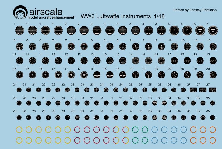 Airscale AS48GER 1:48 Luftwaffe/German WWII generic instruments 120+