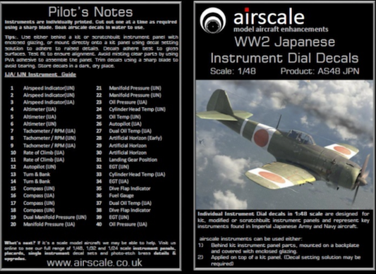 Airscale AS48JPN 1:48 WWII Japanese Cockpit Instrument Decals