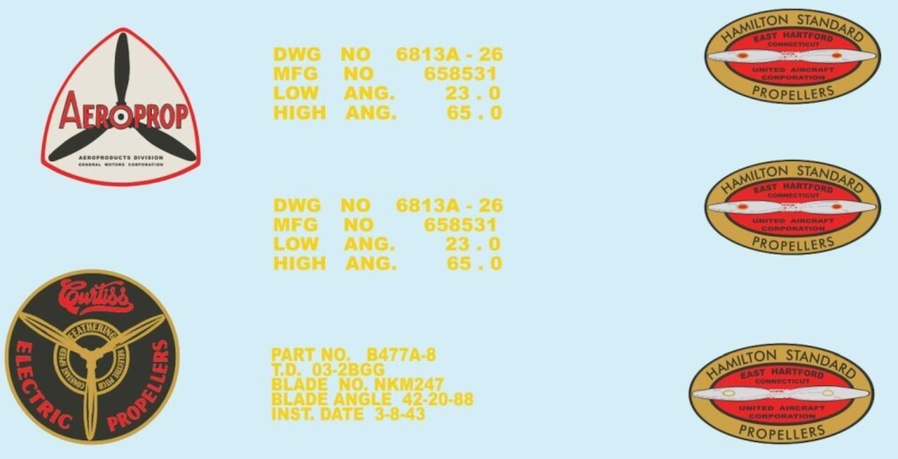 Airscale AS48PROP 1:48 Propeller Blade Logos