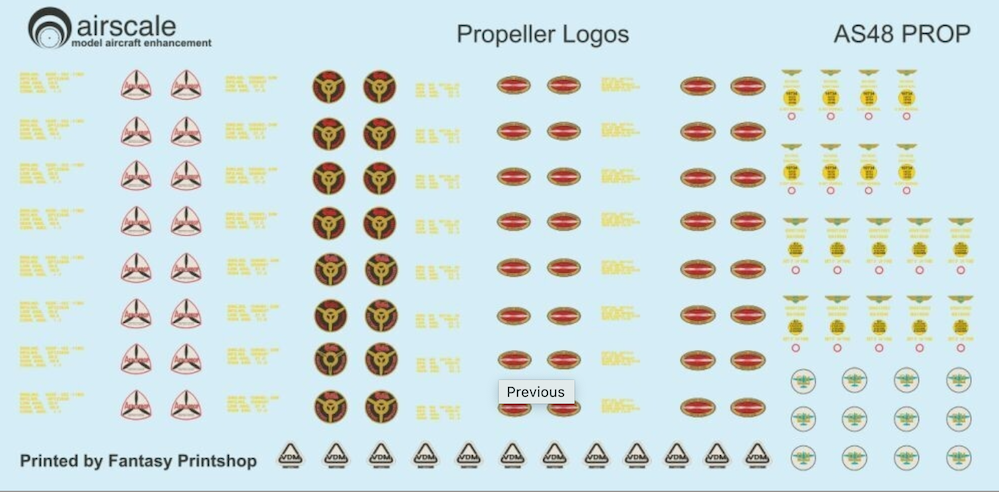 Airscale AS48PROP 1:48 Propeller Blade Logos