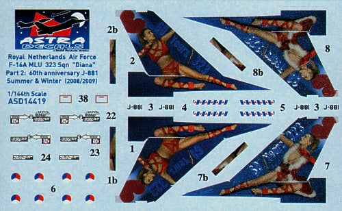 Astra Decals ASD14419 1:144 F-16A MLU Royal Netherlands AF 323 Sqn Diana