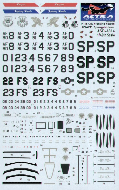 Astra Decals ASD4814 1:48 F-16C/D Fighting Falcon USAFE Spangdahlem