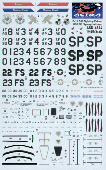 Astra Decals ASD4814 1:48 F-16C/D Fighting Falcon USAFE Spangdahlem
