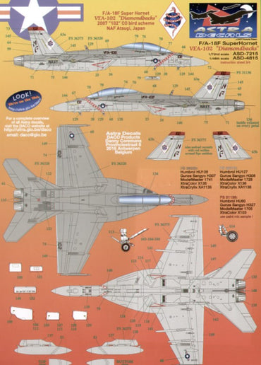 Astra Decals ASD7215 1:72 Boeing F/A-18F Super Hornet VFA-102