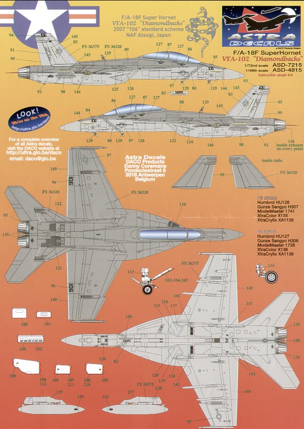 Astra Decals ASD7215 1:72 Boeing F/A-18F Super Hornet VFA-102