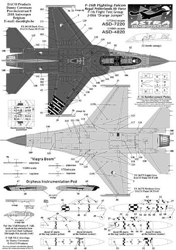 Astra Decals ASD7220 1:72 F-16B MLU Royal Netherlands Air Force Decals