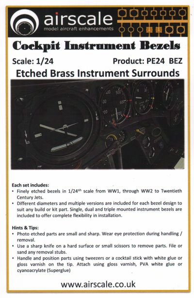 Airscale ASPE24BEZ 1:24 Instrument Bezels