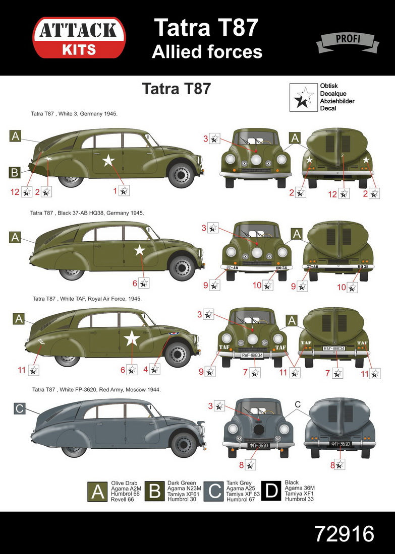 Attack Kits ATK72916 1:72 Tatra 87 "Allied Forces"