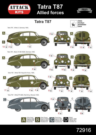 Attack Kits ATK72916 1:72 Tatra 87 "Allied Forces"