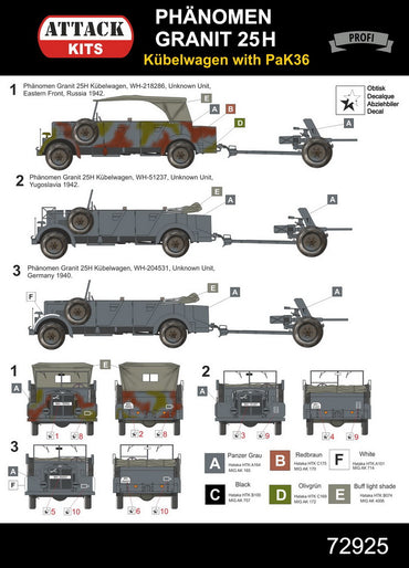 Attack Kits ATK72925 1:72 Phanomen Granit 25H Kubelwagen with PaK 36