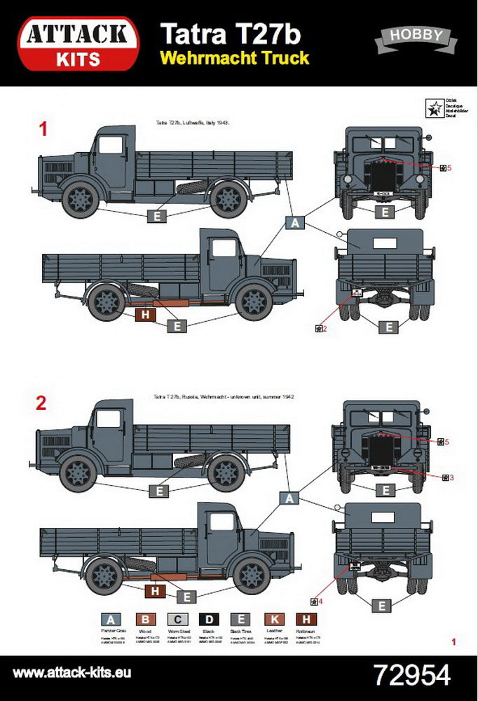 Attack Kits ATK72954 1:72 Tatra T27b Wehrmacht & Luftwaffe