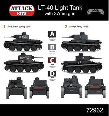 Attack Kits ATK72962 1:72 LT-40 Light Tank w.37mm Gun Profi Line