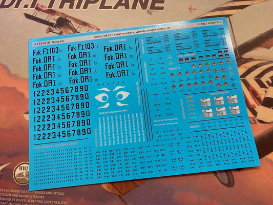 Aviattic ATT24010 1:24 Fokker F.I/Dr.I Stencils & Weights for Meng