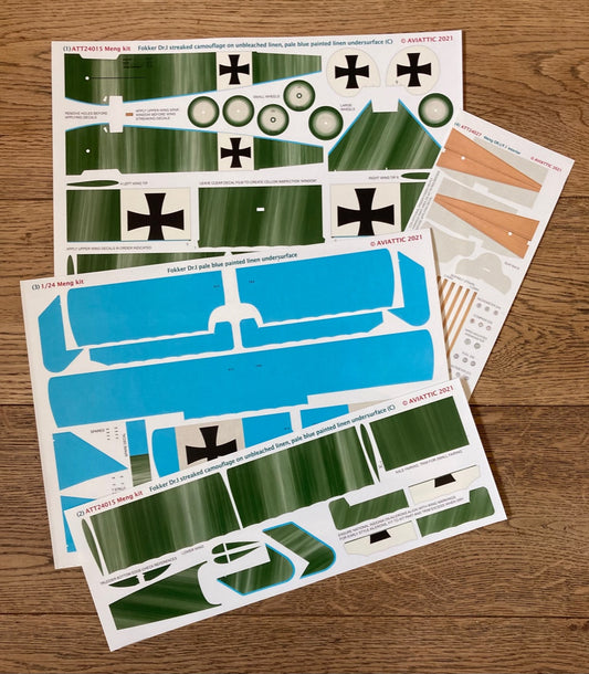 Aviattic ATT24015 1:24 Fokker Dr.I Camouflage Aged Varnish/Blue