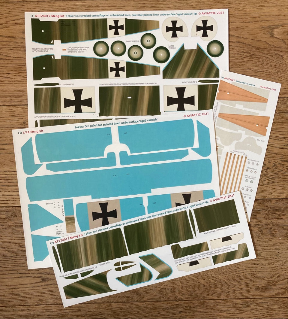 Aviattic ATT24017 1:24 Fokker Dr.I Camouflage Aged Varnish/Blue