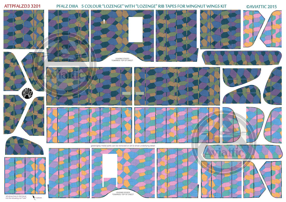 Aviattic ATT32133 1:32 Pfalz D.IIIa 5 colour 'lozenge' with lozenge rib tapes
