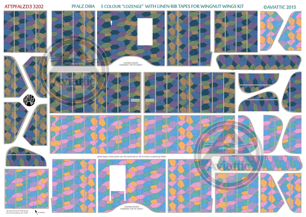 Aviattic ATT32134 1:32 Pfalz D.IIIa 5 colour 'lozenge' with linen rib tapes