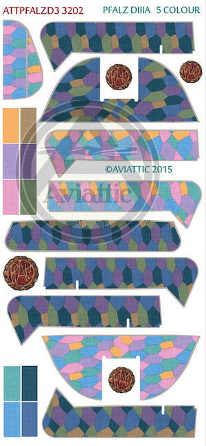 Aviattic ATT32134 1:32 Pfalz D.IIIa 5 colour 'lozenge' with linen rib tapes
