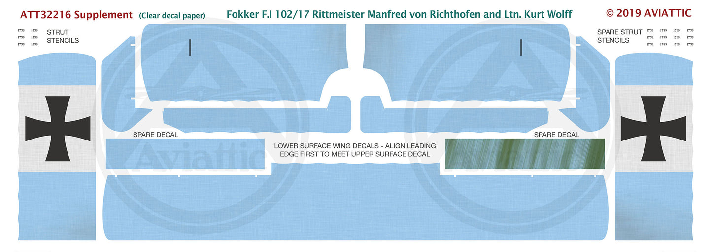 Aviattic ATT32216 1:32 Fokker F.I 102/17  Manfred von Richthofen & Ltn