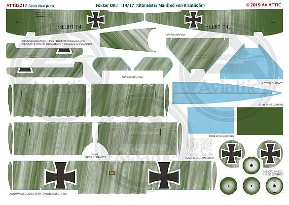 Aviattic ATT32217 1:32 Fokker Dr.I Triplane 114/17  Manfred von Richthofen
