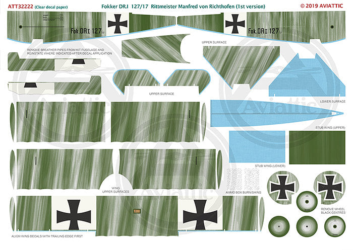 Aviattic ATT32222 1:32 Fokker Dr.I Triplane 127/17  Manfred von Richthofen