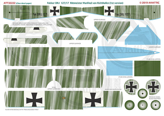 Aviattic ATT32222 1:32 Fokker Dr.I Triplane 127/17  Manfred von Richthofen