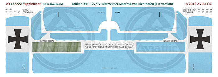 Aviattic ATT32222 1:32 Fokker Dr.I Triplane 127/17  Manfred von Richthofen