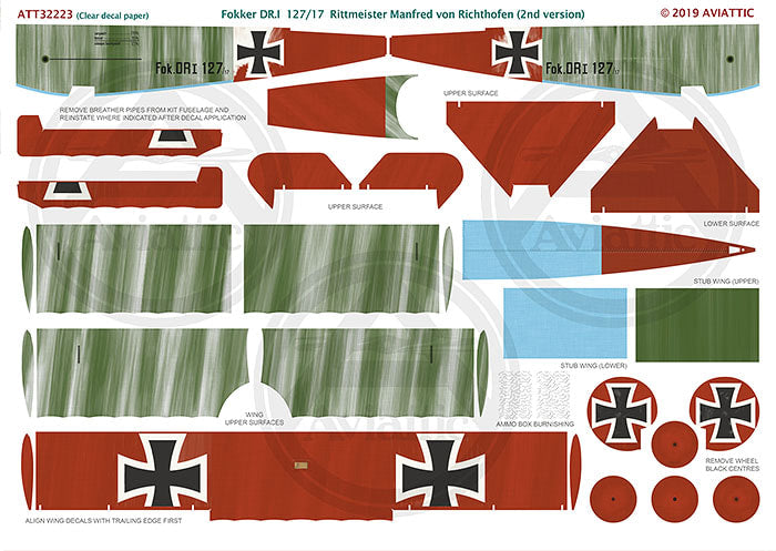 Aviattic ATT32223 1:32 Fokker Dr.I Triplane 127/17  Manfred von Richthofen