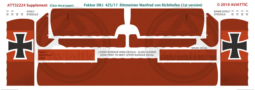 Aviattic ATT32224 1:32 Fokker Dr.I Triplane 425/17  Manfred von Richthofen