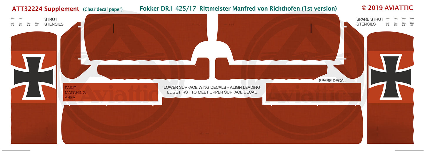 Aviattic ATT32224 1:32 Fokker Dr.I Triplane 425/17  Manfred von Richthofen