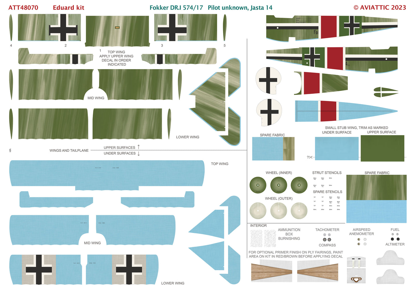 Aviattic ATT48070 1:48 Fokker Dr.I Triplane 574/17 pilot unknown, Jasta 14