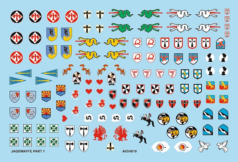 Avalon AVD4019 1:48 Luftwaffe Fighter Unit Emblems " Jagdwaffe Pt.1
