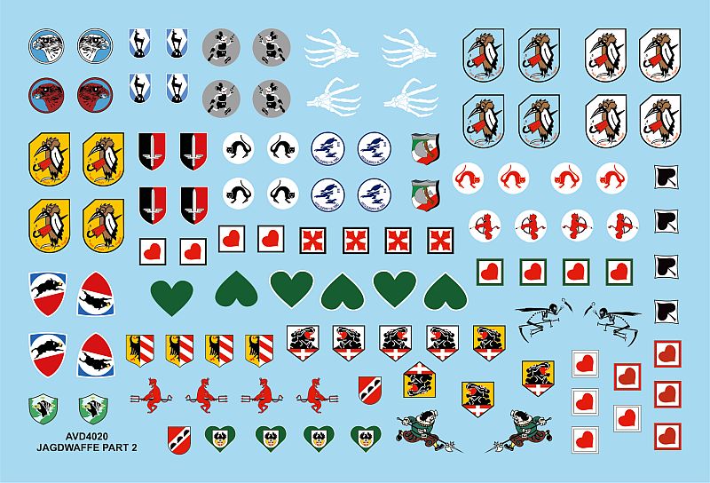 Avalon AVD4020 1:48 Luftwaffe Fighter Unit Emblems " Jagdwaffe Pt.2