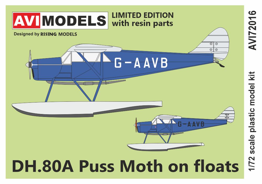 AVI Models AVI72016 1:72 DH-80A Puss Moth Floatplane with Resin Floats