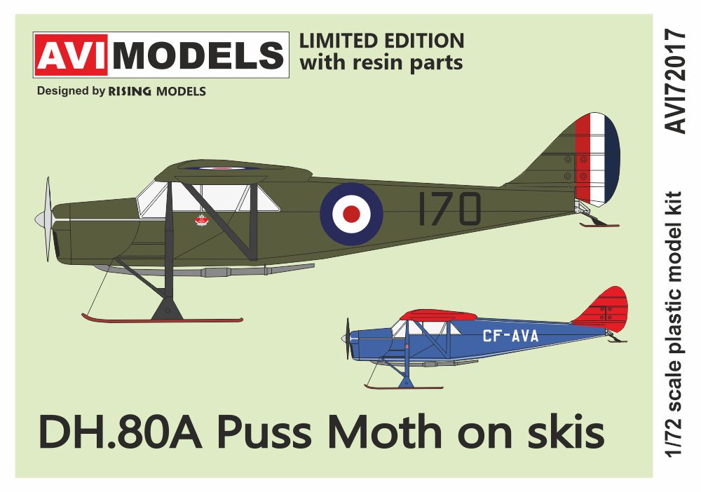 AVI Models AVI72017 1:72 DH-80A Puss Moth with Resin Skis