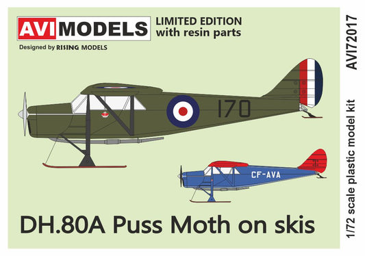AVI Models AVI72017 1:72 DH-80A Puss Moth with Resin Skis