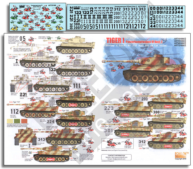 Echelon FD AXT351006 1:35 Schwere Panzerabteilung 505 Pz.Kpfw.VI Tiger I Ausf.E
