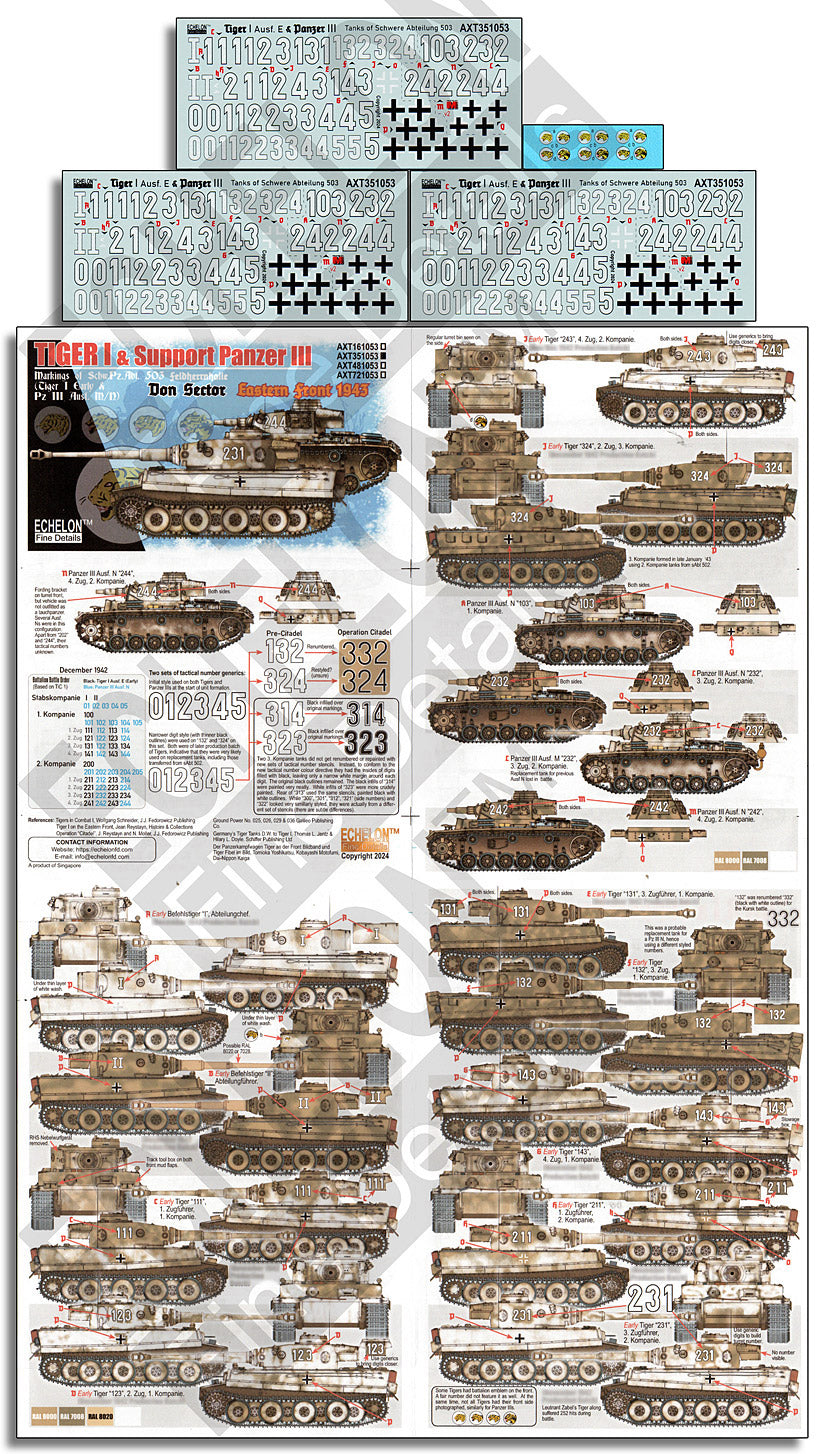 Echelon AXT351053 1:35 Tiger Is & Pz.III Don Sector 1943 Decals