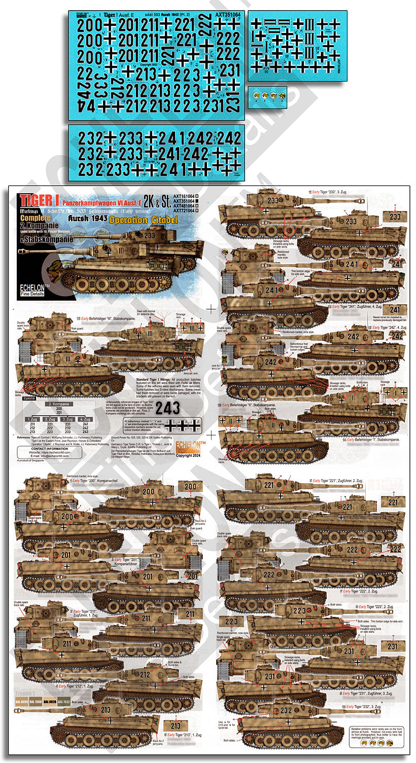 Echelon AXT351064 1:35 Tiger Is Kursk 1943 Operation Citadel Decals