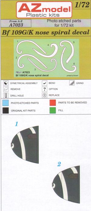 AZ Model AZA7023 1:72 Messerschmitt Bf-109G nose spiral decal x 6