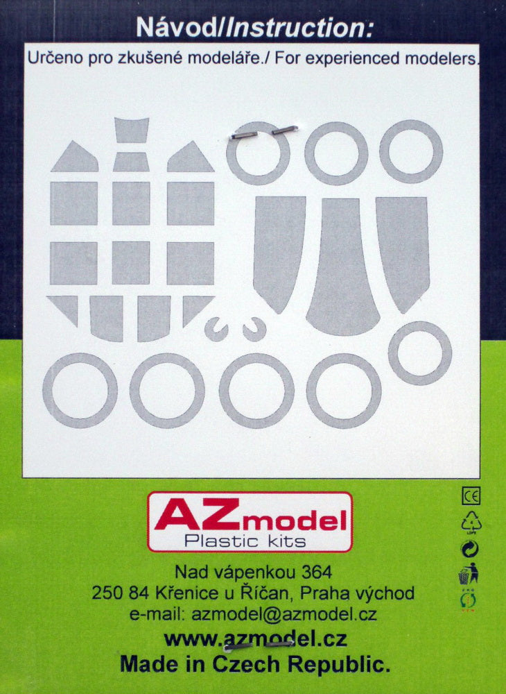 AZ Model AZA7024 1:72 Messerschmitt Bf-109G canopy and wheel disk masks