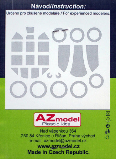 AZ Model AZA7024 1:72 Messerschmitt Bf-109G canopy and wheel disk masks
